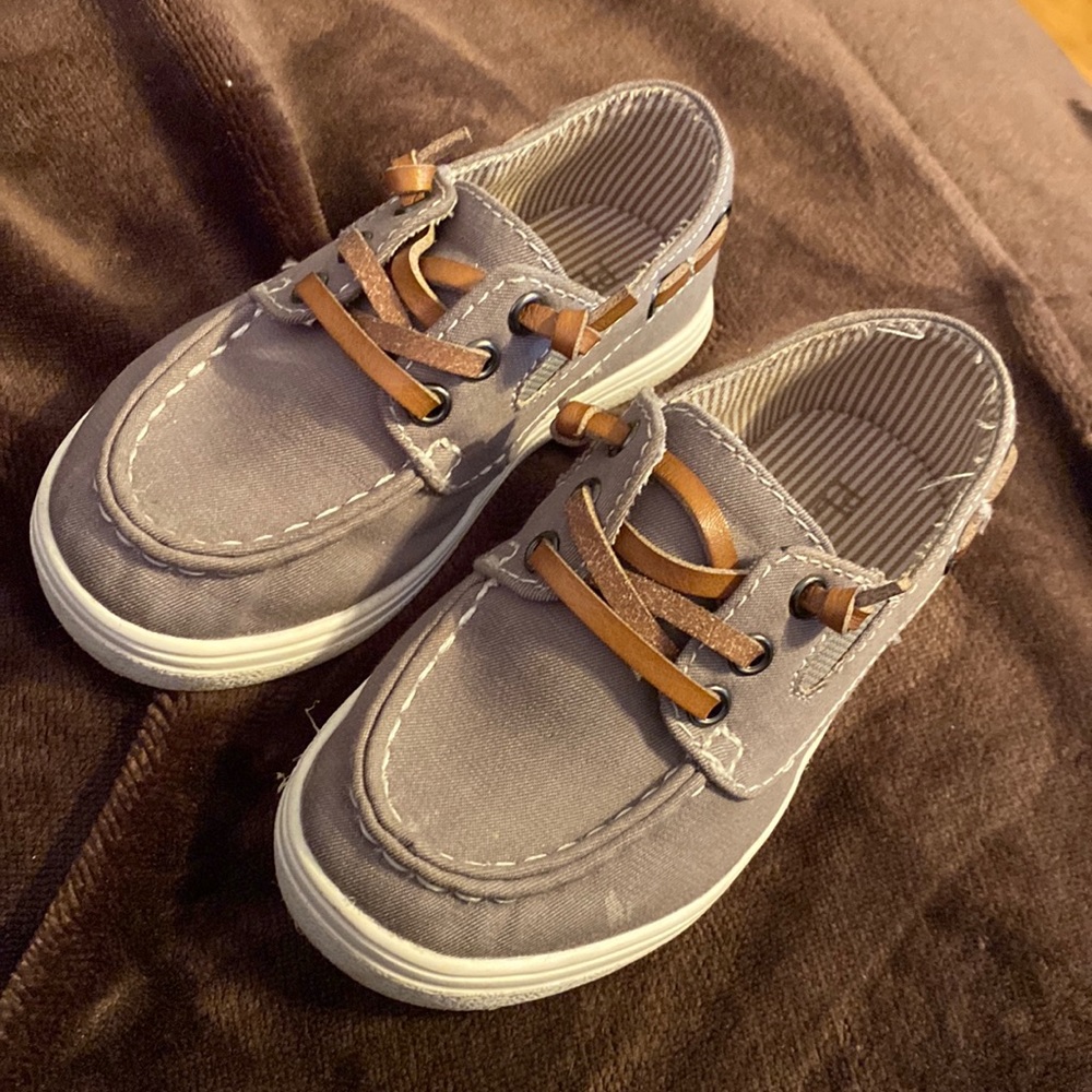 Gray Boy Chambray Slip On Boat Shoes